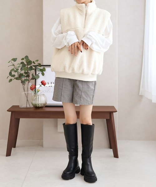 ハーフジップ ボアベスト（ベスト）｜Social GIRL（ソーシャルガール