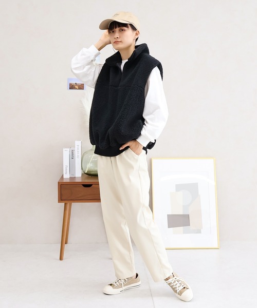 Social GIRL（ソーシャルガール）の「ハーフジップ ボアベスト（ベスト・レディース・ブラック/モカ/アイボリー・M）」の20枚目の写真