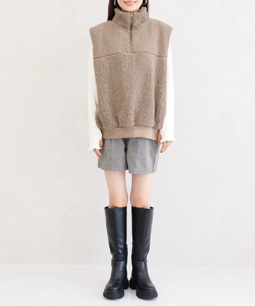 Social GIRL（ソーシャルガール）の「ハーフジップ ボアベスト（ベスト・レディース・ブラック/モカ/アイボリー・M）」の14枚目の写真