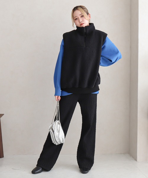 Social GIRL（ソーシャルガール）の「ハーフジップ ボアベスト（ベスト・レディース・ブラック/モカ/アイボリー・M）」の4枚目の写真