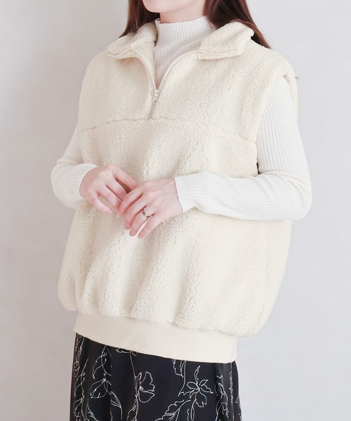 ハーフジップ ボアベスト（ベスト）｜Social GIRL（ソーシャルガール