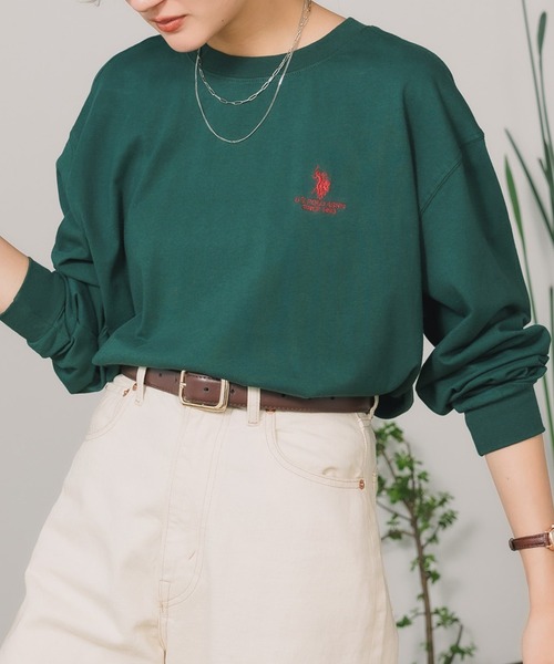 U.S. POLO ASSN.(ユーエスポロアッスン)の「U.S. POLO ASSN./ユーエスポロアッスン クルーネックロンT ワンポイント 刺繍 ロングスリーブ(Tシャツ/カットソー・メンズ・ダークグリーン/ネイビー/オフホワイト/アッシュグレー/ダークオレンジ/イエロー/ブラック・S/M/LL/L)」の4枚目の写真