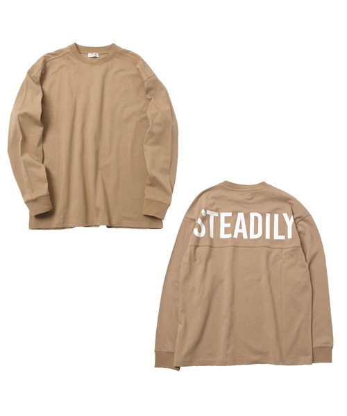 GLAZOS(グラソス)の「バックワイドロゴプリント長袖Tシャツ(Tシャツ/カットソー・キッズ・ベージュ/ネイビー/グレー/ホワイト/ブルー/ブラック・170cm/140cm/150cm/160cm)」の4枚目の写真