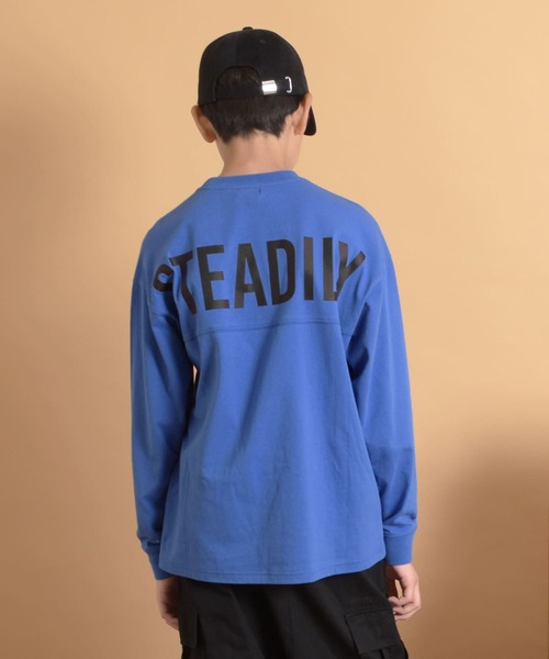 GLAZOS(グラソス)の「バックワイドロゴプリント長袖Tシャツ(Tシャツ/カットソー・キッズ・ベージュ/ネイビー/グレー/ホワイト/ブルー/ブラック・170cm/140cm/150cm/160cm)」の6枚目の写真