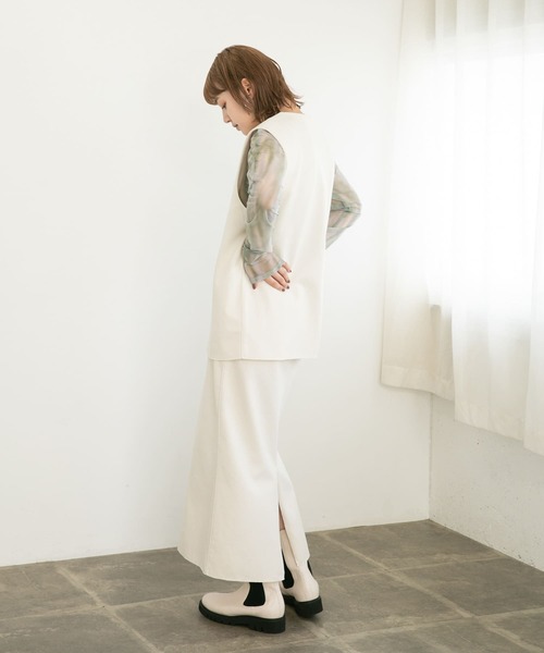 KBF(ケイビーエフ)の「ミニブークレノーカラーベスト(ベスト・レディース・グレー系その他/アイボリー・ONE)」の18枚目の写真