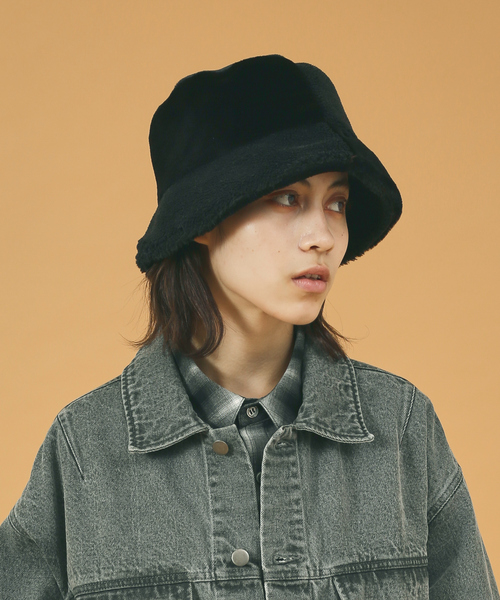 Abahouse Devinette（ドゥヴィネット）の「【RUBEN/ルーベン】ミックスファーバケットハットRUS-8219（ハット・レディース・ブラック/ベージュ・フリー）」の2枚目の写真