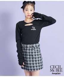 ANAP GｉRL（アナップガール）の「【CECILMcBEE×ANAPGiRL】チャーム付デザインリブトップス（Tシャツ/カットソー・キッズ）」