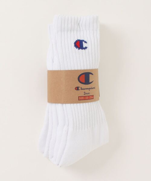 Champion(チャンピオン)の「【CHAMPION/チャンピオン】 フルレングスソックス3P CMSCY002 ワンポイントロゴ 3足組(ソックス/靴下・メンズ・ネイビー/グレー/ホワイト/ブラック・MEDIUM/SMALL/LARGE)」の2枚目の写真