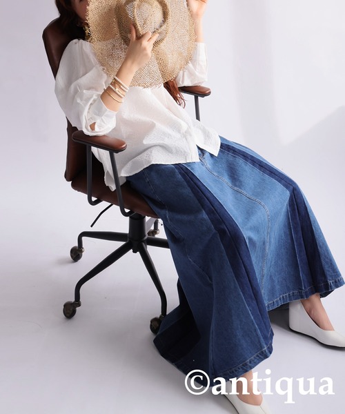 antiqua（アンティカ）の「綿100％デニムスカート（デニムスカート・レディース・ブルー系その他・FREE）」の6枚目の写真