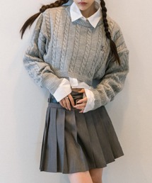 OLIVE des OLIVE | 【ZOZO先行予約】ケーブルニット×シャツ　クロップドセット　1032040100(ニット/セーター)