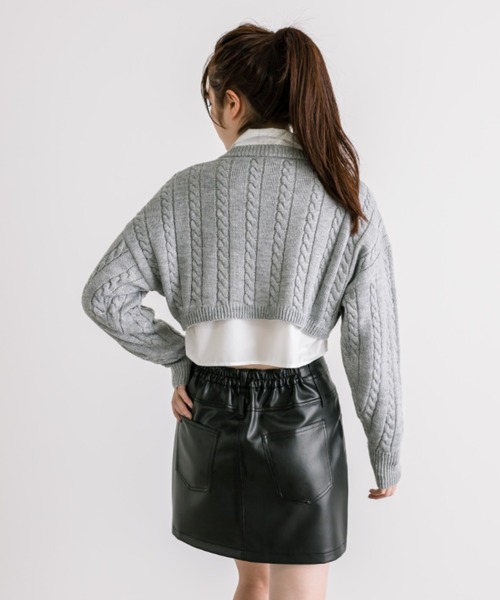 OLIVE des OLIVE(オリーブデオリーブ)の「ケーブルニット×シャツ クロップドセット 1032040100(ニット/セーター・レディース・ピンク/オフホワイト/ネイビー/トップグレー・FREE)」の18枚目の写真