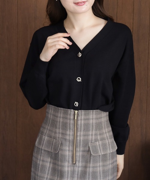 TRUDEA(トルディア)の「ハトメ使いカーディガン(カーディガン/ボレロ・レディース・ブラック/ワイン/ダークグリーン/モカ・MEDIUM/LARGE)」の1枚目の写真