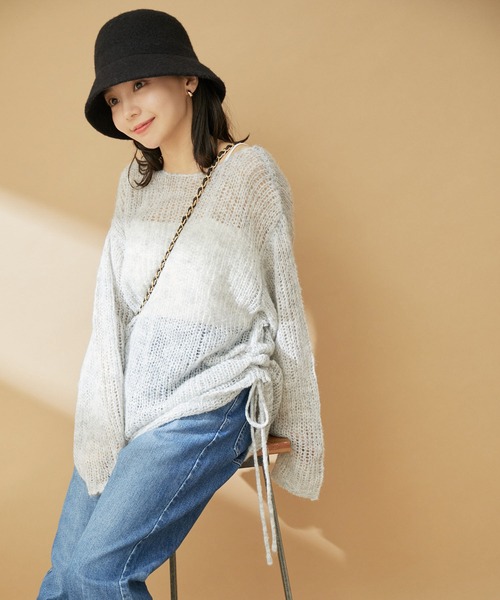 VIS（ビス）の「モヘアタッチシアーニット（ニット/セーター・レディース・ピンク/イエロー系その他/ライトグレー・FREE）」の2枚目の写真