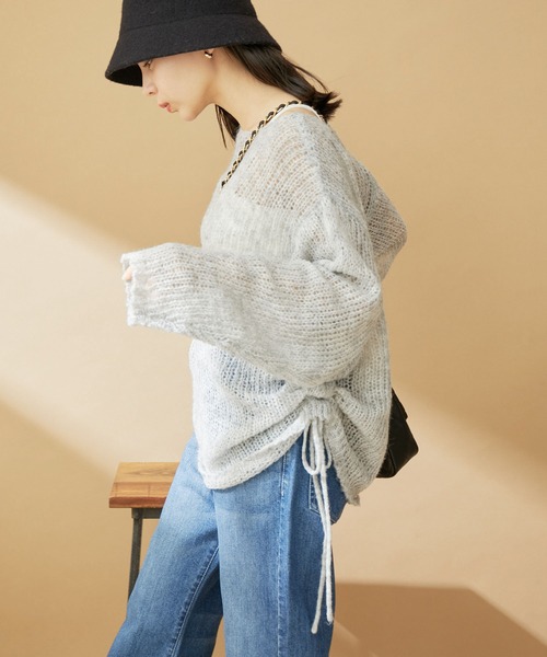 VIS（ビス）の「モヘアタッチシアーニット（ニット/セーター・レディース・ピンク/イエロー系その他/ライトグレー・FREE）」の14枚目の写真