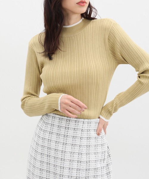 Honeys(ハニーズ)の「配色ハイネックリブニット(ニット/セーター・レディース・ホワイト系その他/イエロー/ブラック/ブルー/ネイビー/ベージュ/アイボリー・L/M/LL/S)」の18枚目の写真