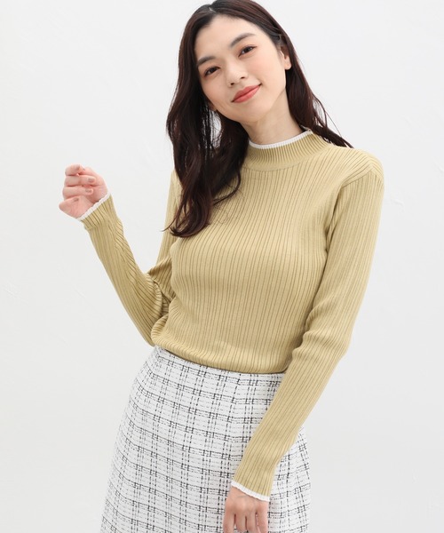 Honeys(ハニーズ)の「配色ハイネックリブニット(ニット/セーター・レディース・ホワイト系その他/イエロー/ブラック/ブルー/ネイビー/ベージュ/アイボリー・L/M/LL/S)」の19枚目の写真