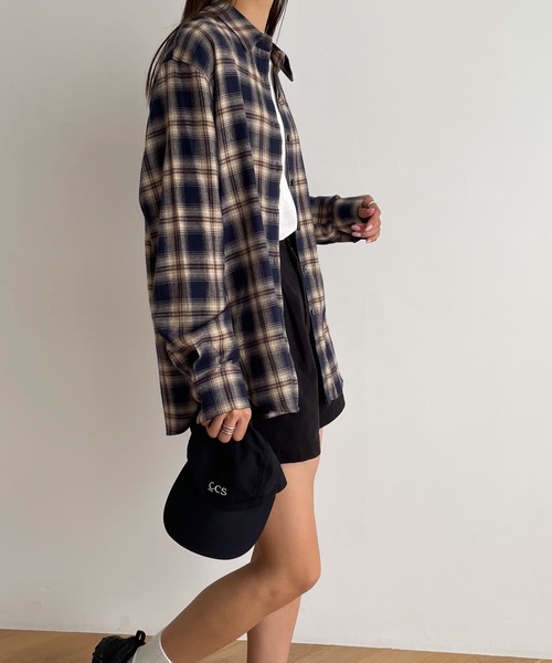 CANAL JEAN(キャナルジーン)の「El mar 起毛チェックシャツ(シャツ/ブラウス・レディース・ネイビー/ベージュ・ONE SIZE)」の6枚目の写真