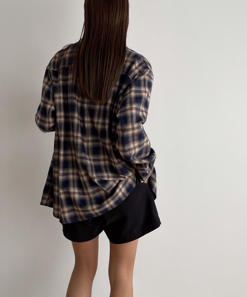 CANAL JEAN(キャナルジーン)の「El mar 起毛チェックシャツ(シャツ/ブラウス・レディース・ネイビー/ベージュ・ONE SIZE)」の7枚目の写真