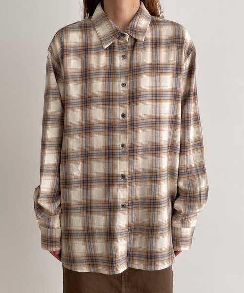 CANAL JEAN(キャナルジーン)の「El mar 起毛チェックシャツ(シャツ/ブラウス・レディース・ネイビー/ベージュ・ONE SIZE)」の10枚目の写真