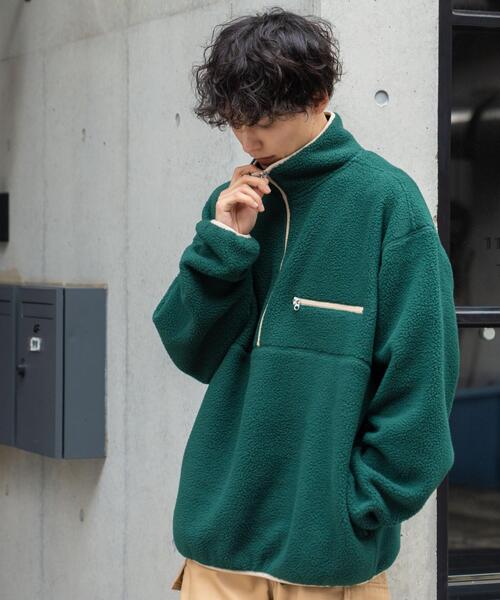 WEGO（ウィゴー）の「WEGO/フリースハーフZIPプルオーバー（スウェット・メンズ・ダークグリーン/ブラック/ベージュ/オフホワイト・LARGE/MEDIUM）」の9枚目の写真