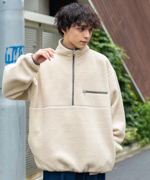 WEGO（ウィゴー）の「WEGO/フリースハーフZIPプルオーバー（スウェット・メンズ・ダークグリーン/ブラック/ベージュ/オフホワイト・LARGE/MEDIUM）」の5枚目の写真