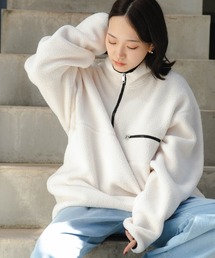 WEGO/フリースハーフZIPプルオーバー