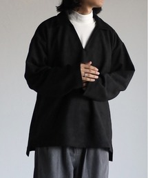 CREARE -LINO- | スウェードポンチ キーネック ルーズ シャツ<ユニセックス>(シャツ/ブラウス)