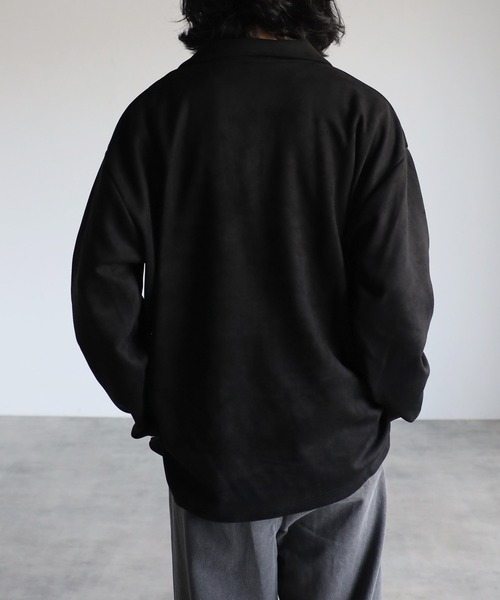 CREARE -LINO-（クレアーレリノ）の「スウェードポンチ キーネック ルーズ シャツ<ユニセックス>（シャツ/ブラウス・メンズ・ブラック/チャコールグレー/グレイッシュベージュ・M/L）」の6枚目の写真