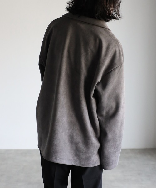 CREARE -LINO-（クレアーレリノ）の「スウェードポンチ キーネック ルーズ シャツ<ユニセックス>（シャツ/ブラウス・メンズ・ブラック/チャコールグレー/グレイッシュベージュ・M/L）」の14枚目の写真