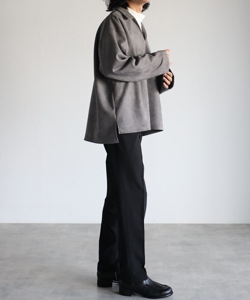 CREARE -LINO-（クレアーレリノ）の「スウェードポンチ キーネック ルーズ シャツ<ユニセックス>（シャツ/ブラウス・メンズ・ブラック/チャコールグレー/グレイッシュベージュ・M/L）」の19枚目の写真