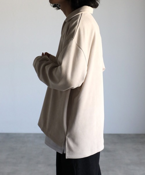 CREARE -LINO-（クレアーレリノ）の「スウェードポンチ キーネック ルーズ シャツ<ユニセックス>（シャツ/ブラウス・メンズ・ブラック/チャコールグレー/グレイッシュベージュ・M/L）」の20枚目の写真