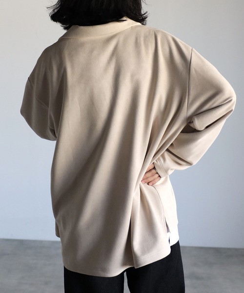 CREARE -LINO-（クレアーレリノ）の「スウェードポンチ キーネック ルーズ シャツ<ユニセックス>（シャツ/ブラウス・メンズ・ブラック/チャコールグレー/グレイッシュベージュ・M/L）」の21枚目の写真