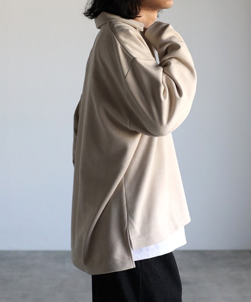 CREARE -LINO-（クレアーレリノ）の「スウェードポンチ キーネック ルーズ シャツ<ユニセックス>（シャツ/ブラウス・メンズ・ブラック/チャコールグレー/グレイッシュベージュ・M/L）」の22枚目の写真