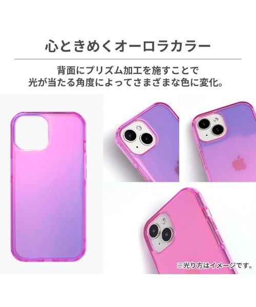 Hamee（ハミィ）の「iPhone 15/14/13 兼用 HIGHER ハイブリッド 耐衝撃・抗菌 スマホケース 透明 クリアケース（スマホケース/カバー・レディース・イエロー/ピンク系その他/ブルー系その他・iPhone 13/14/15）」の6枚目の写真
