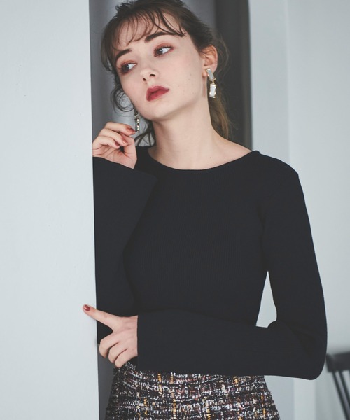 31 Sons de mode(トランテアン ソン ドゥ モード)の「取り外し衿付きタートルニット(ニット/セーター・レディース・オフホワイト/ブラック/ピンク/ホワイト×ネイビー/マスタード・36)」の21枚目の写真