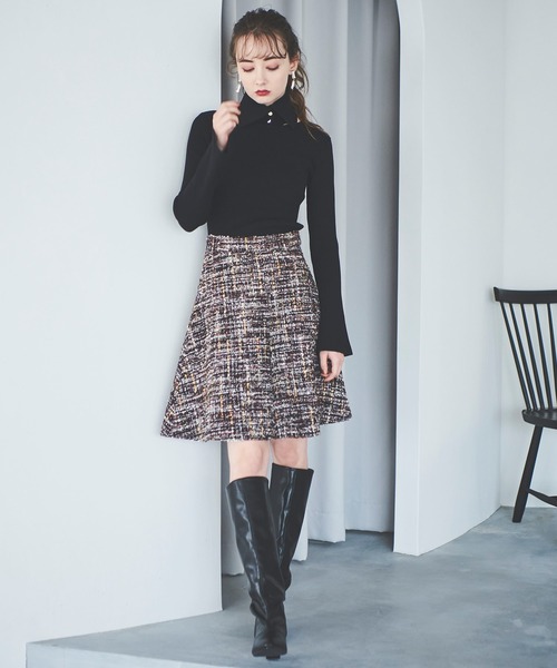 31 Sons de mode(トランテアン ソン ドゥ モード)の「取り外し衿付きタートルニット(ニット/セーター・レディース・オフホワイト/ブラック/ピンク/ホワイト×ネイビー/マスタード・36)」の22枚目の写真