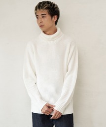 【BLUE STANDARD/ブルースタンダード】 ふんわりもちもちのやみつきな触り心地 ふわもちモール 畦編みタートルネックセーター