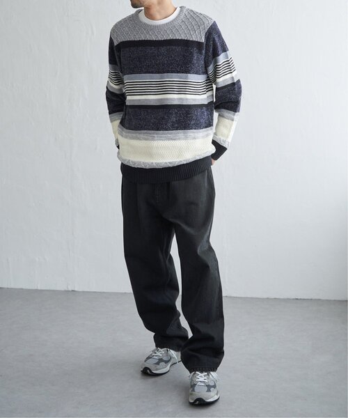 ikka(イッカ)の「モールミックスボーダーニット(ニット/セーター・メンズ・ネイビー/ブラウン/パープル/グリーン・L/XL/M/S)」の21枚目の写真