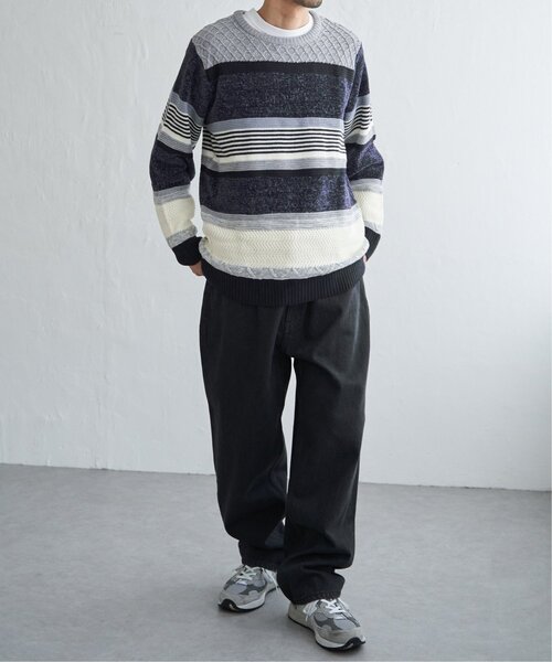 ikka(イッカ)の「モールミックスボーダーニット(ニット/セーター・メンズ・ネイビー/ブラウン/パープル/グリーン・L/XL/M/S)」の20枚目の写真