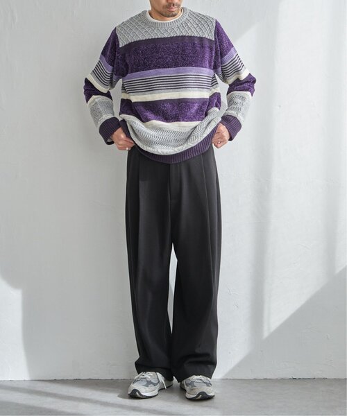 ikka(イッカ)の「モールミックスボーダーニット(ニット/セーター・メンズ・ネイビー/ブラウン/パープル/グリーン・L/XL/M/S)」の15枚目の写真