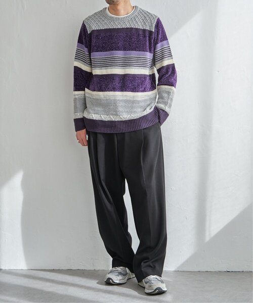 ikka(イッカ)の「モールミックスボーダーニット(ニット/セーター・メンズ・ネイビー/ブラウン/パープル/グリーン・L/XL/M/S)」の14枚目の写真