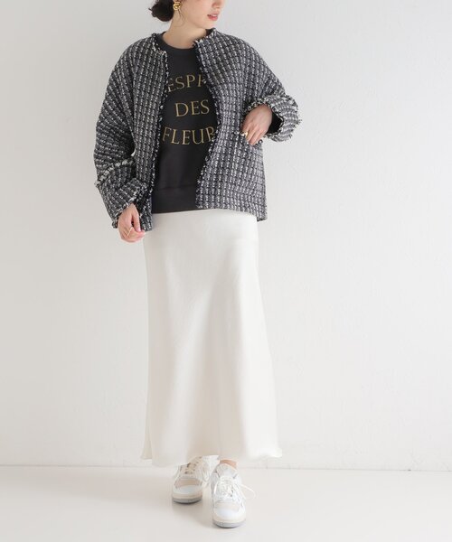 IENA（イエナ）の「ノーカラーツイード ジャケット（ノーカラージャケット・レディース・ブラック系その他/ネイビー/ブラック/アイボリー・38/36）」の10枚目の写真