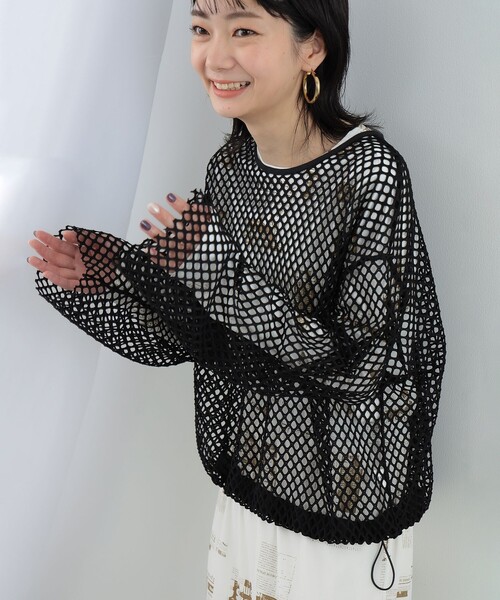 Ray BEAMS（レイビームス）の「Ray BEAMS / メッシュ 裾ドローコード Tシャツ（Tシャツ/カットソー・レディース・オレンジ/ホワイト/ブラック・ONE SIZE）」の12枚目の写真