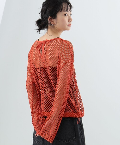 Ray BEAMS（レイビームス）の「Ray BEAMS / メッシュ 裾ドローコード Tシャツ（Tシャツ/カットソー・レディース・オレンジ/ホワイト/ブラック・ONE SIZE）」の16枚目の写真