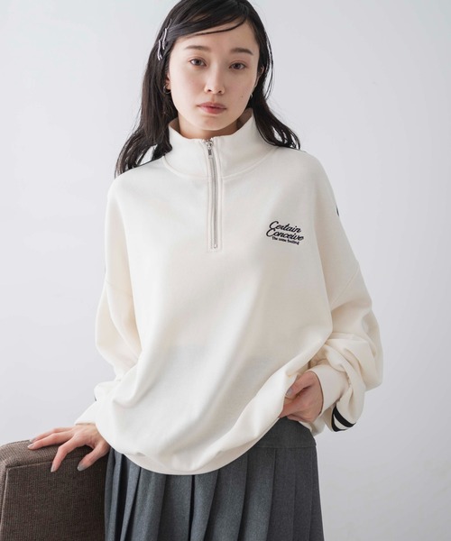 WEGO（ウィゴー）の「WEGO/ラインハーフジップBIGスウェット（スウェット・レディース・杢グレー/サックスブルー/オフホワイト・FREE）」の2枚目の写真