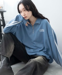 WEGO/ラインハーフジップBIGスウェット
