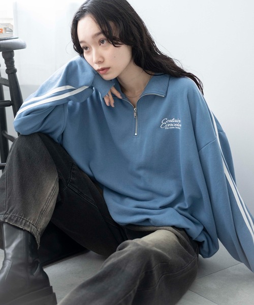 WEGO/ラインハーフジップBIGスウェット（スウェット）｜WEGO