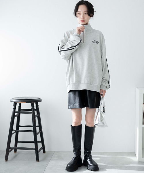 WEGO（ウィゴー）の「WEGO/ラインハーフジップBIGスウェット（スウェット・レディース・杢グレー/サックスブルー/オフホワイト・FREE）」の11枚目の写真