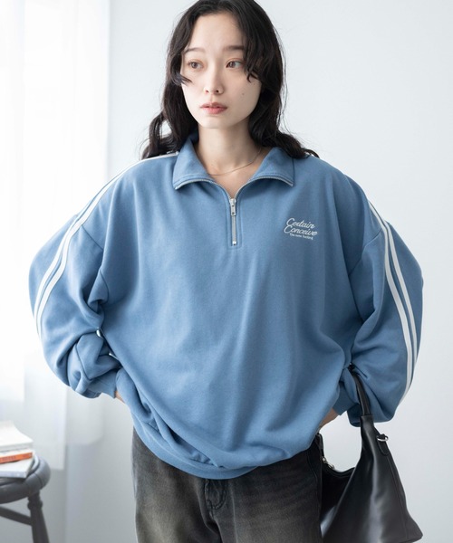 WEGO（ウィゴー）の「WEGO/ラインハーフジップBIGスウェット（スウェット・レディース・杢グレー/サックスブルー/オフホワイト・FREE）」の22枚目の写真