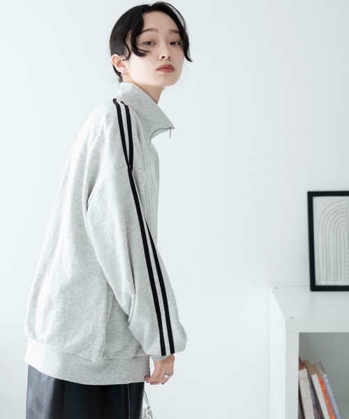 WEGO（ウィゴー）の「WEGO/ラインハーフジップBIGスウェット（スウェット・レディース・杢グレー/サックスブルー/オフホワイト・FREE）」の19枚目の写真